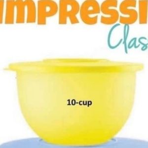 Tupperware Impressions Medium Mixing Serving Bowl With Snap Instant Seal Yellow!